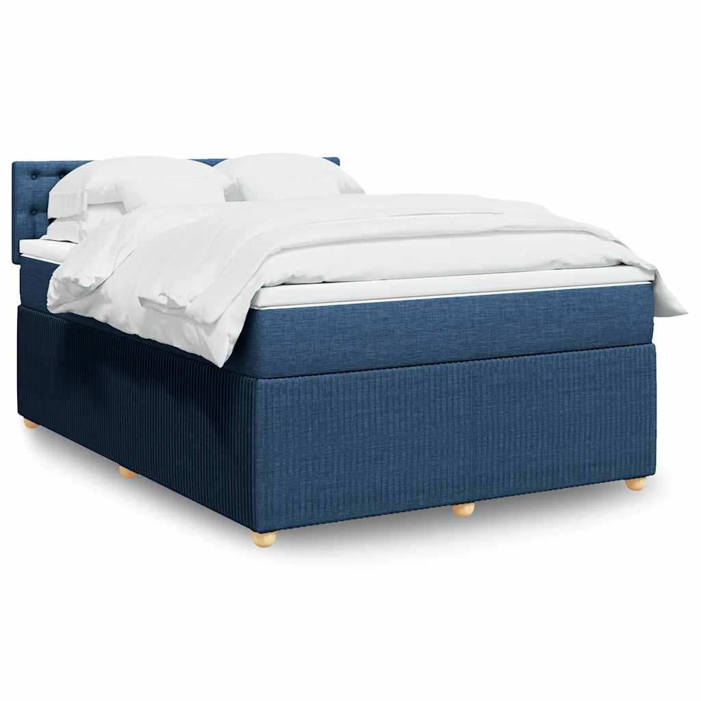 vidaXL Boxspring met matras stof blauw 90x190 cm