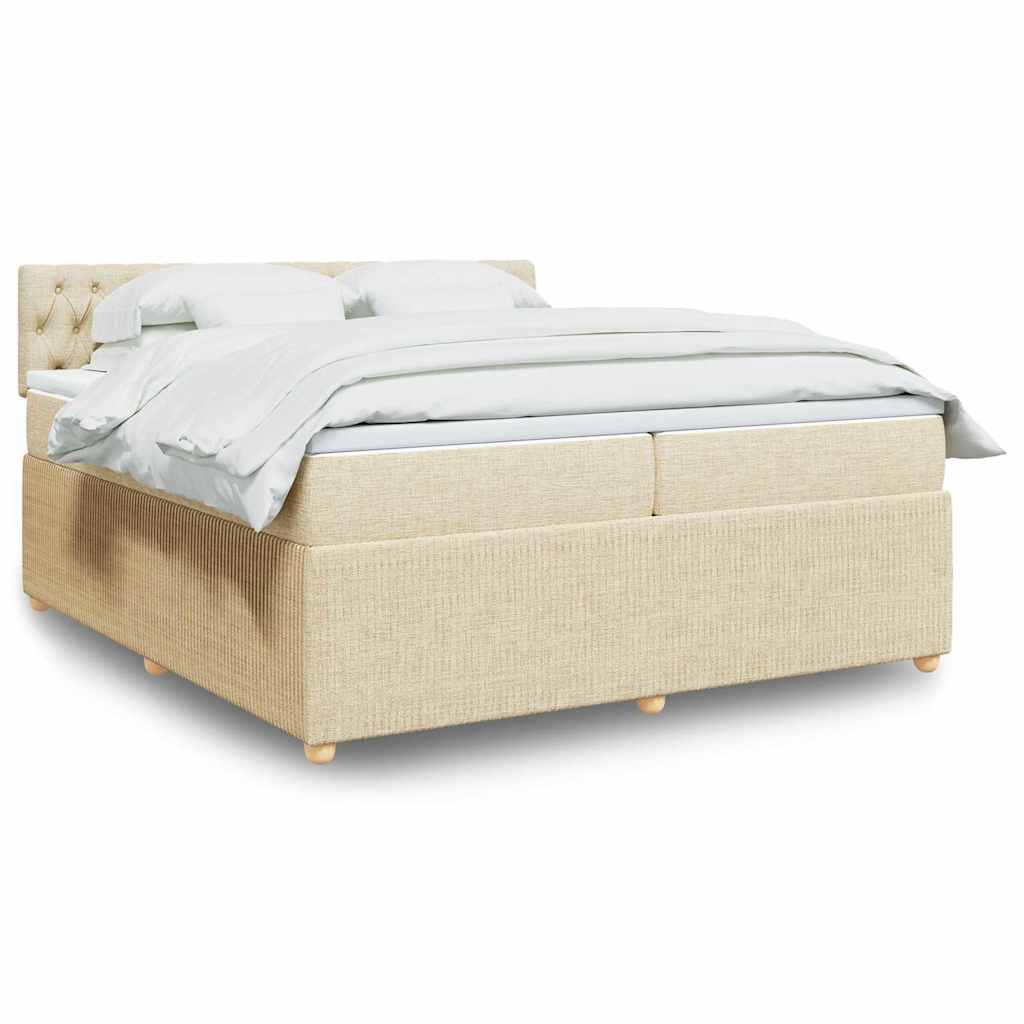vidaXL Boxspring met matras stof blauw 90x190 cm