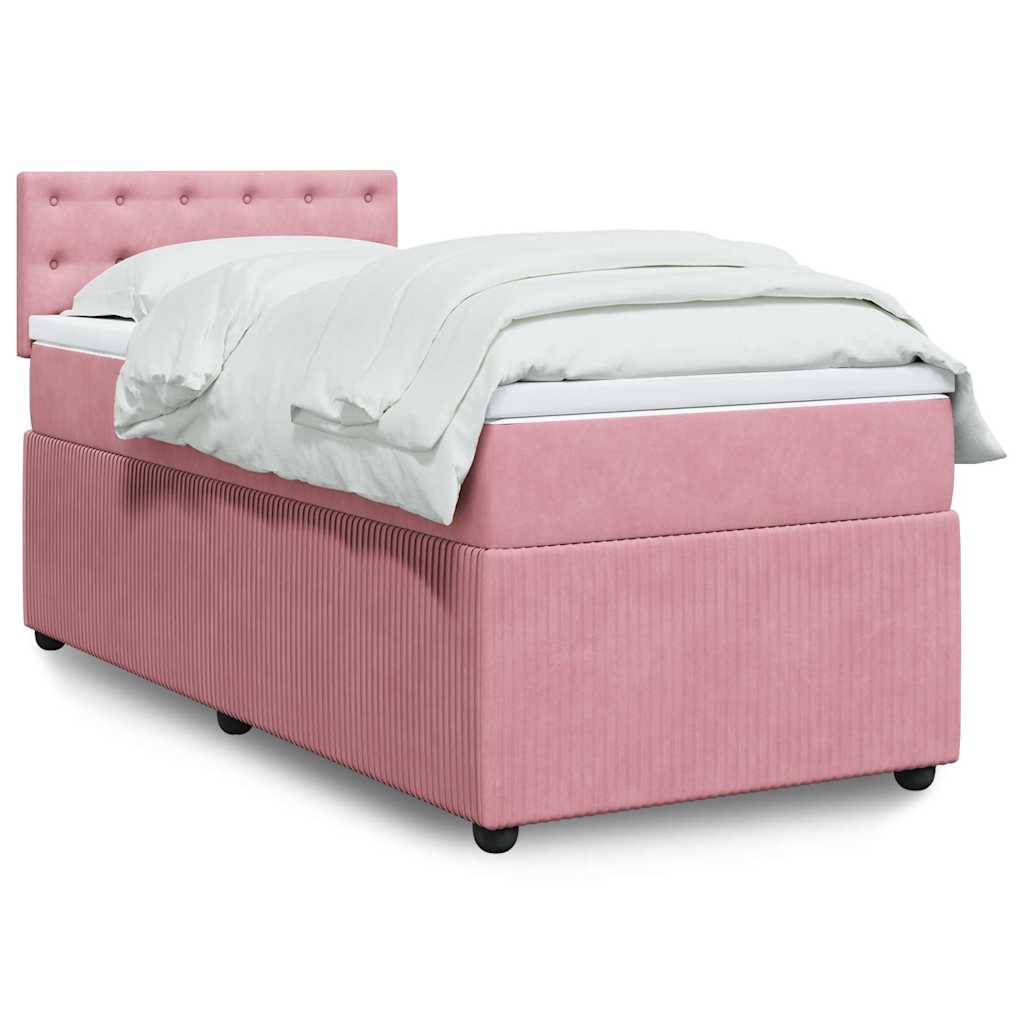 vidaXL Boxspring met matras fluweel roze 80x200 cm