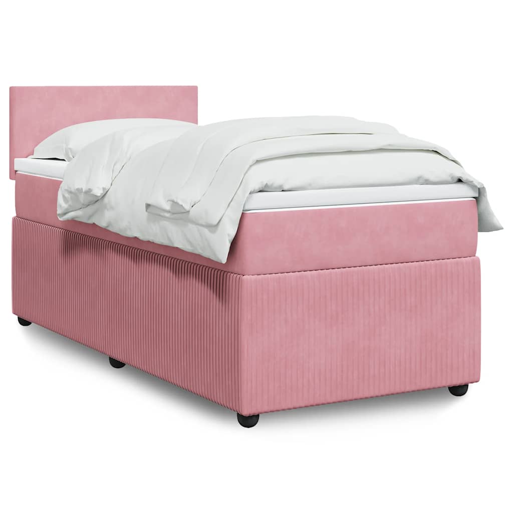 vidaXL Boxspring met matras fluweel roze 80x200 cm