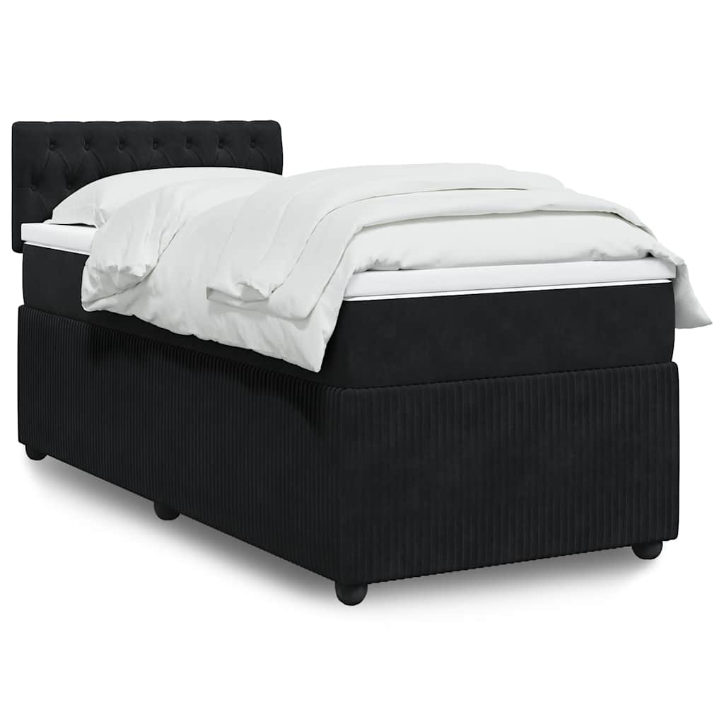 vidaXL Boxspring met matras fluweel roze 80x200 cm