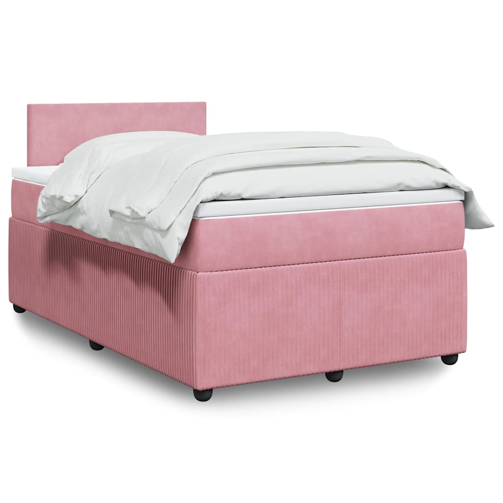 vidaXL Boxspring met matras fluweel roze 80x200 cm
