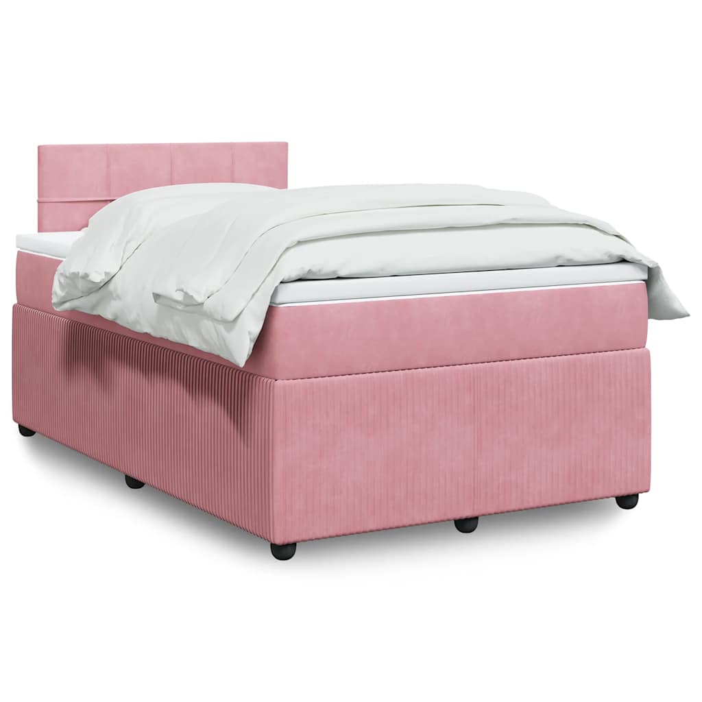 vidaXL Boxspring met matras fluweel roze 80x200 cm