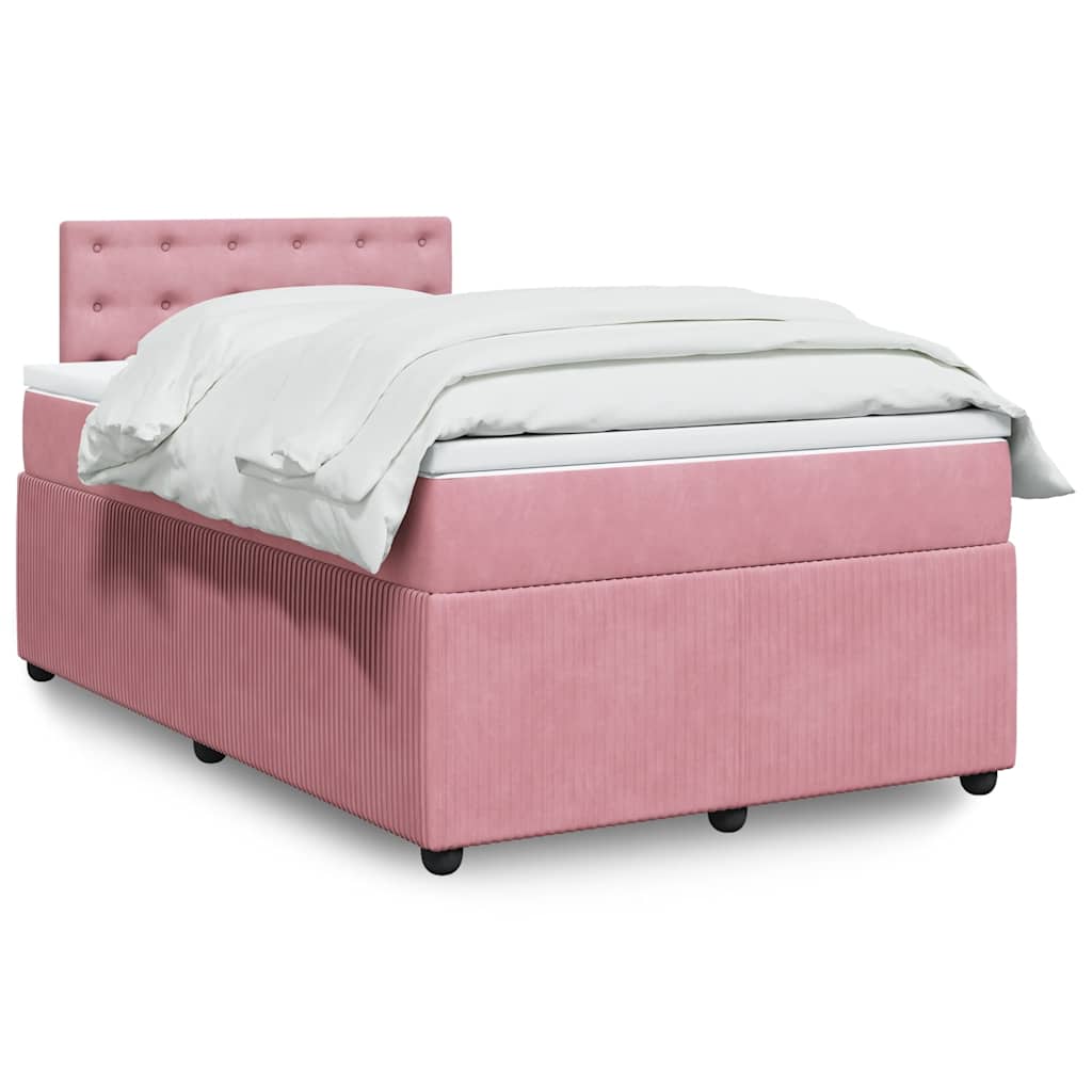 vidaXL Boxspring met matras fluweel roze 80x200 cm