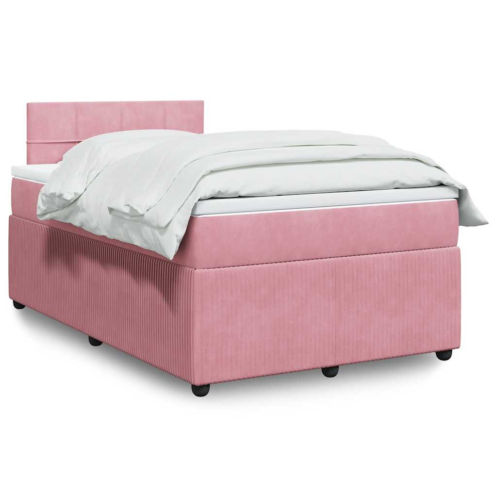 vidaXL Boxspring met matras fluweel roze 80x200 cm