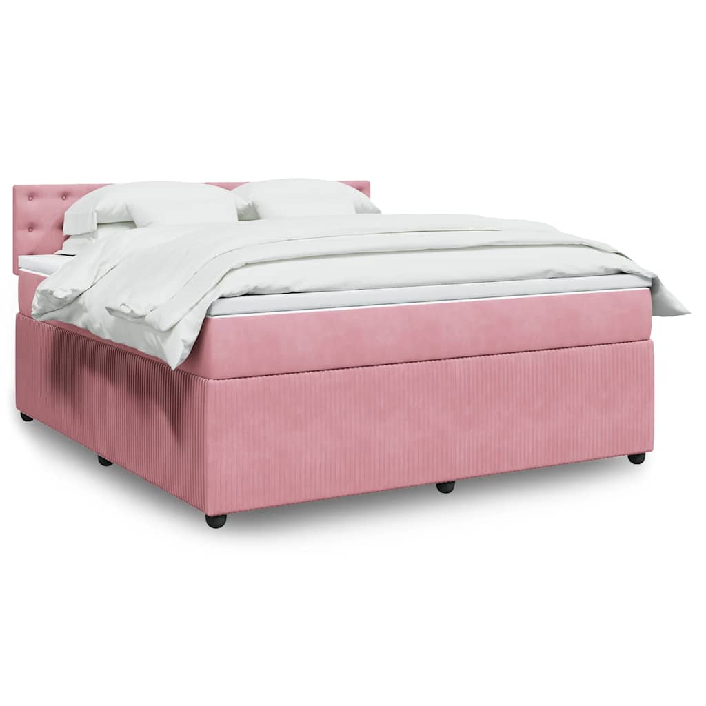 vidaXL Boxspring met matras fluweel roze 80x200 cm