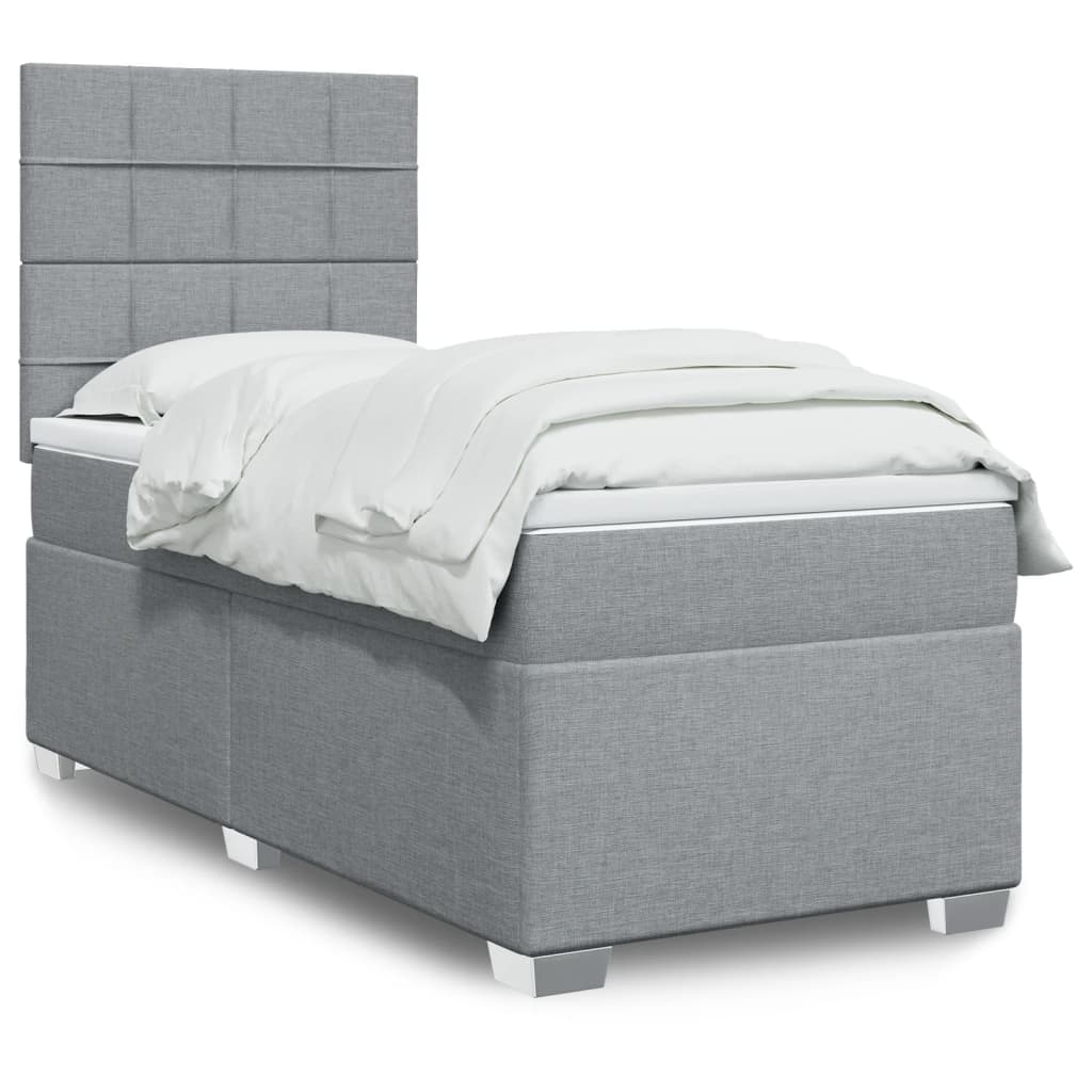 vidaXL Boxspring met matras stof lichtgrijs 90x200 cm