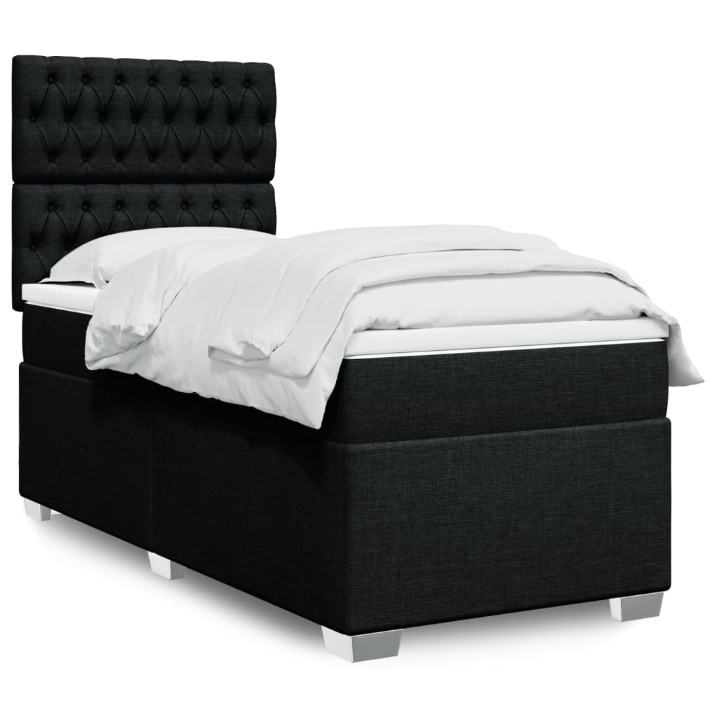 vidaXL Boxspring met matras stof lichtgrijs 90x200 cm
