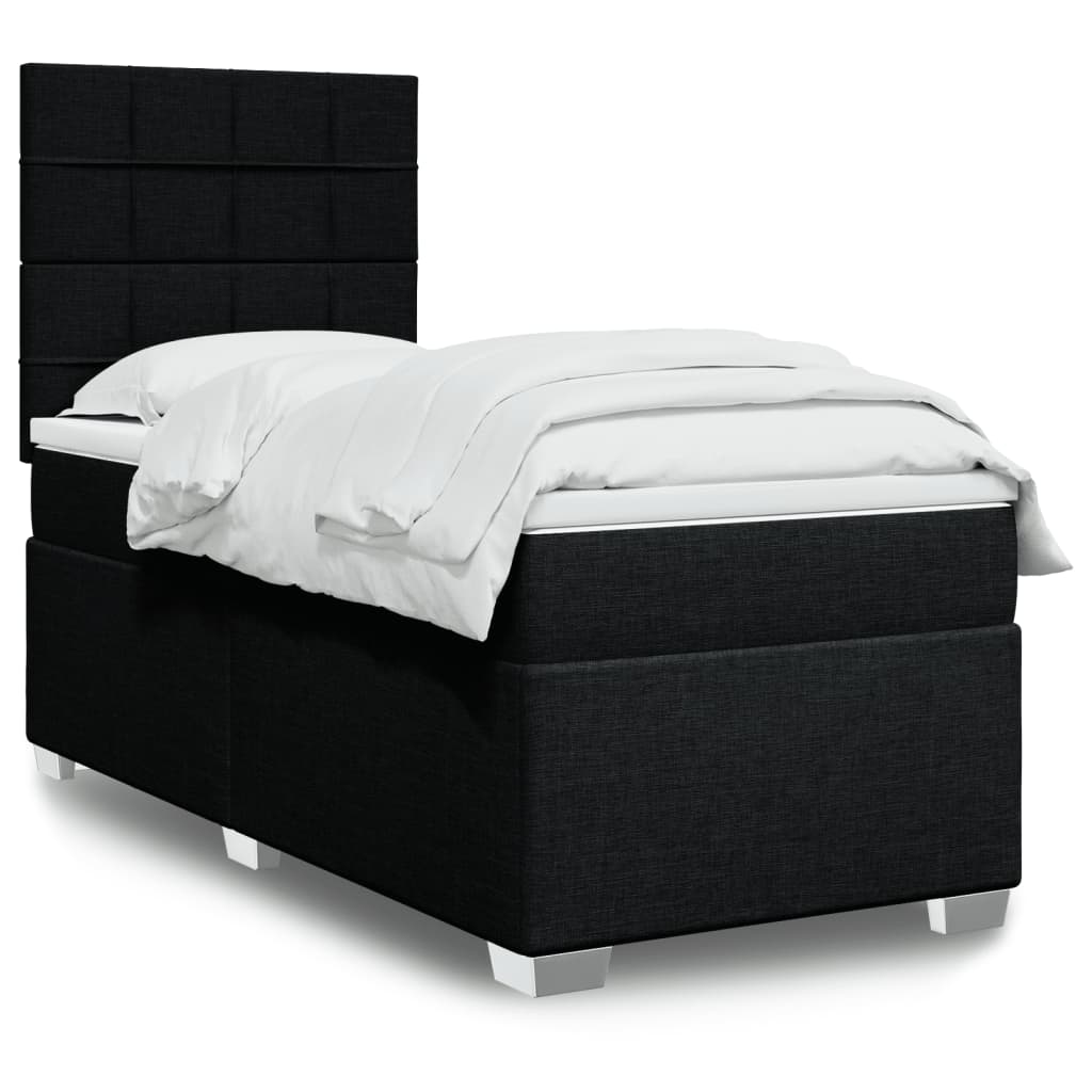 vidaXL Boxspring met matras stof lichtgrijs 90x200 cm