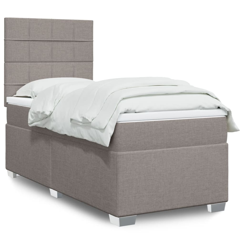 vidaXL Boxspring met matras stof lichtgrijs 90x200 cm