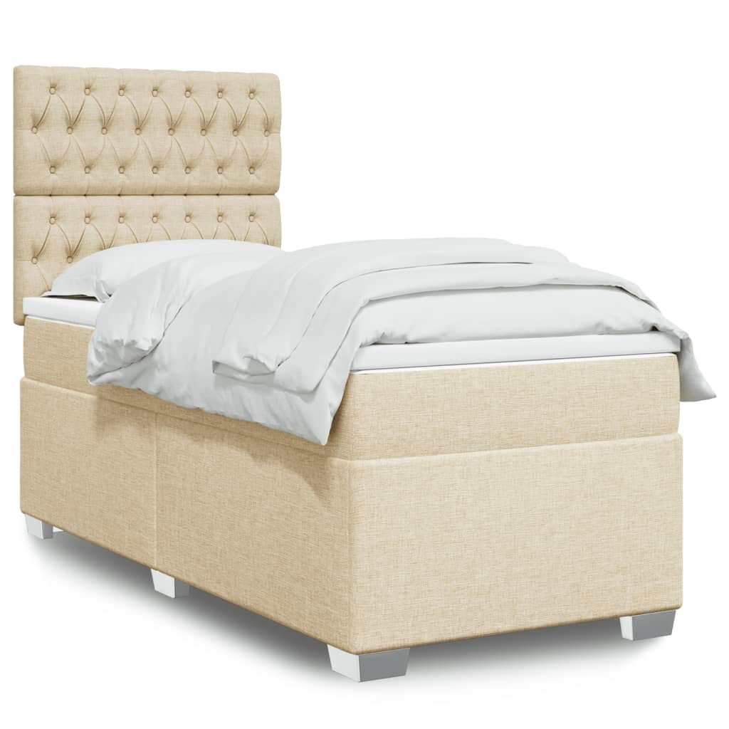 vidaXL Boxspring met matras stof lichtgrijs 90x200 cm