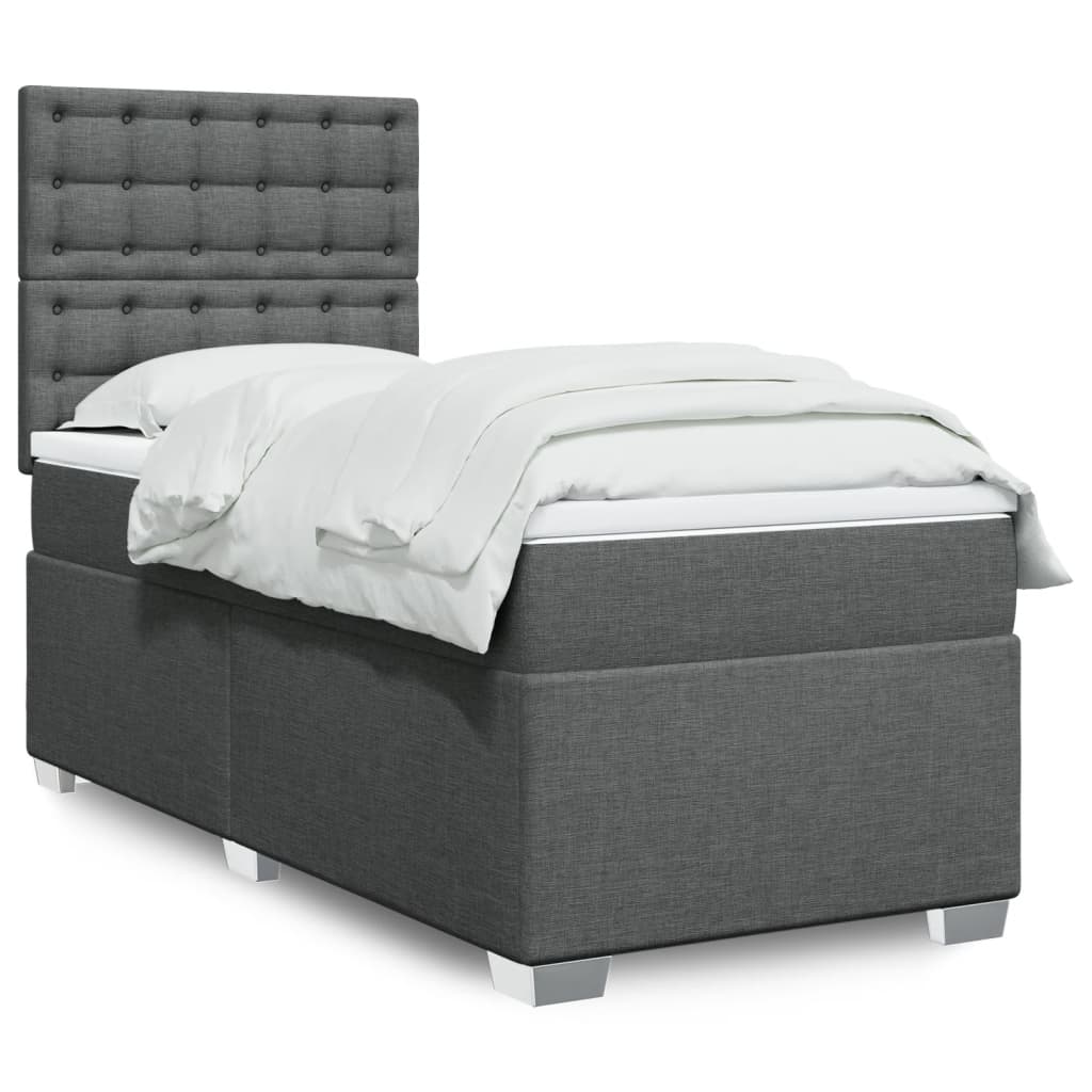 vidaXL Boxspring met matras stof lichtgrijs 90x200 cm