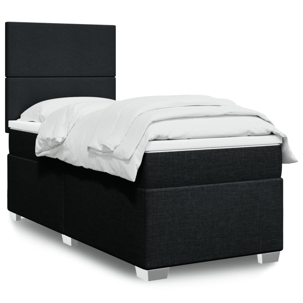vidaXL Boxspring met matras stof lichtgrijs 90x200 cm