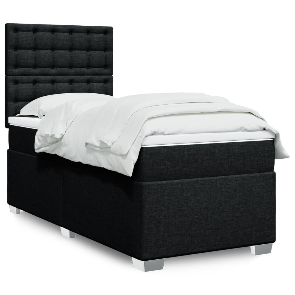 vidaXL Boxspring met matras stof lichtgrijs 90x200 cm