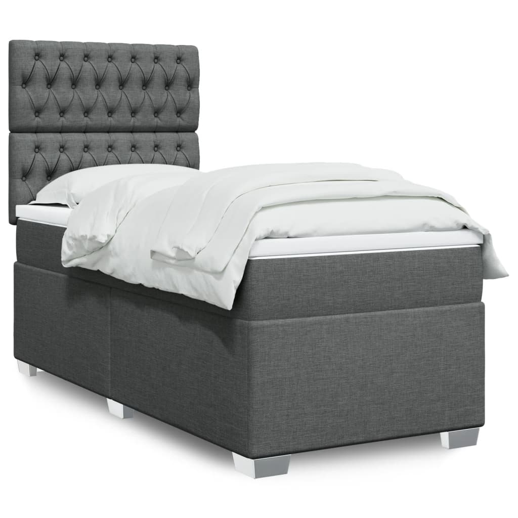 vidaXL Boxspring met matras stof lichtgrijs 90x200 cm