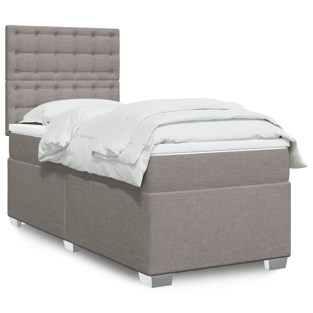 vidaXL Boxspring met matras stof lichtgrijs 90x200 cm
