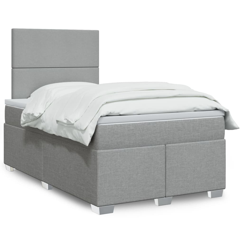 vidaXL Boxspring met matras stof lichtgrijs 90x200 cm