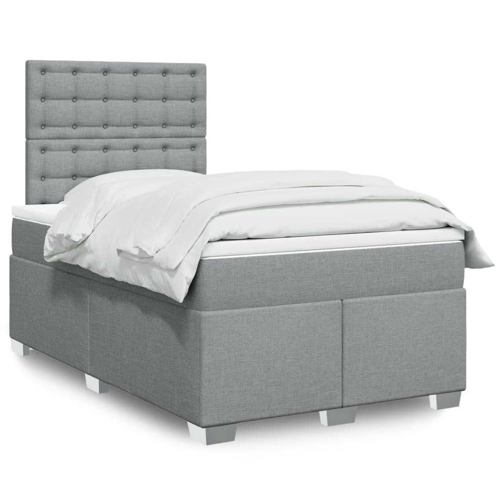 vidaXL Boxspring met matras stof lichtgrijs 90x200 cm