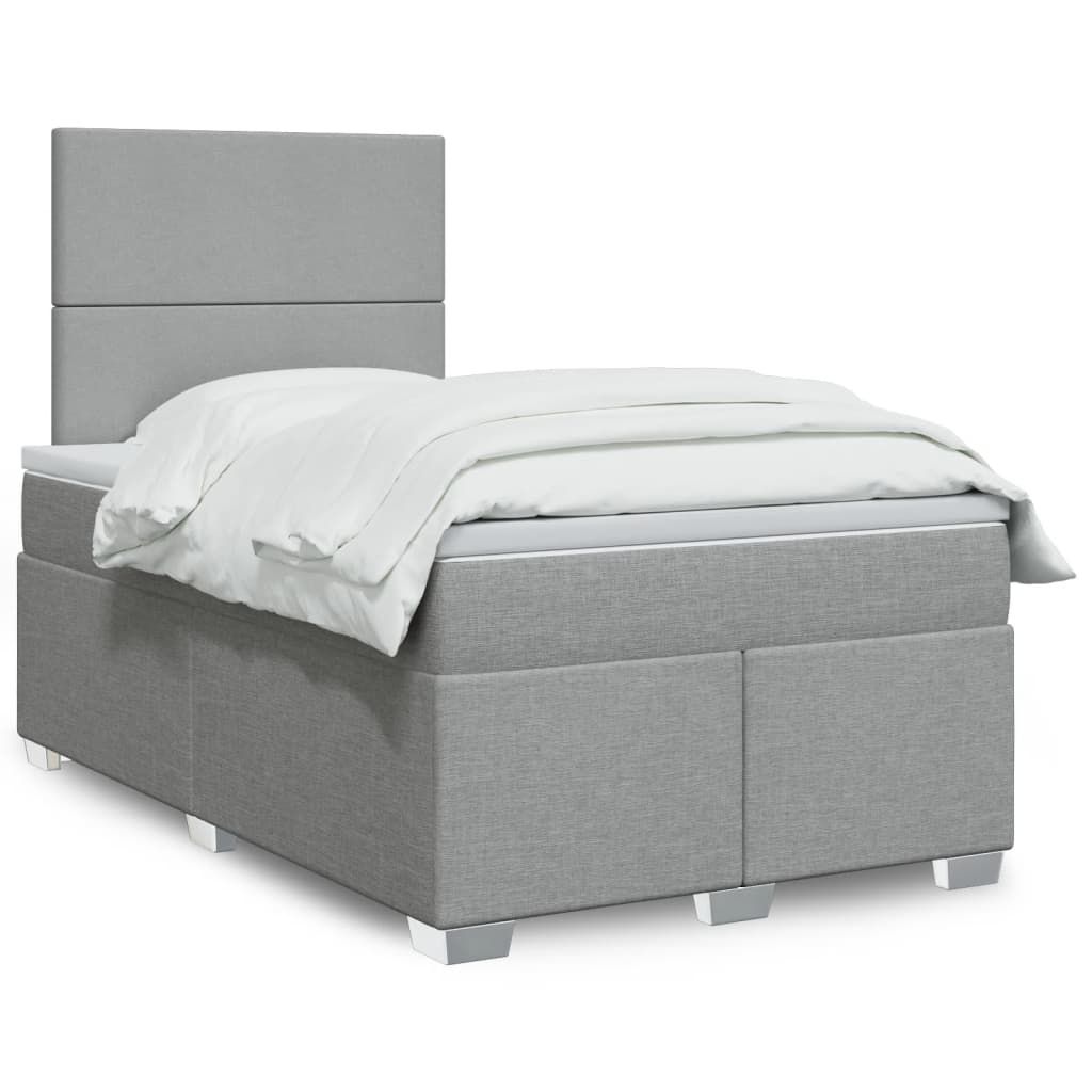 vidaXL Boxspring met matras stof lichtgrijs 90x200 cm