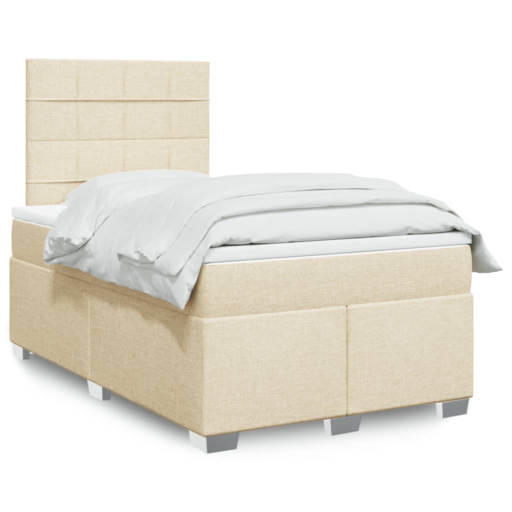vidaXL Boxspring met matras stof lichtgrijs 90x200 cm