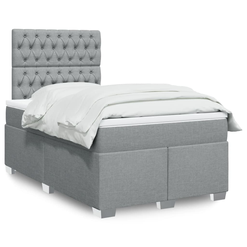 vidaXL Boxspring met matras stof lichtgrijs 90x200 cm