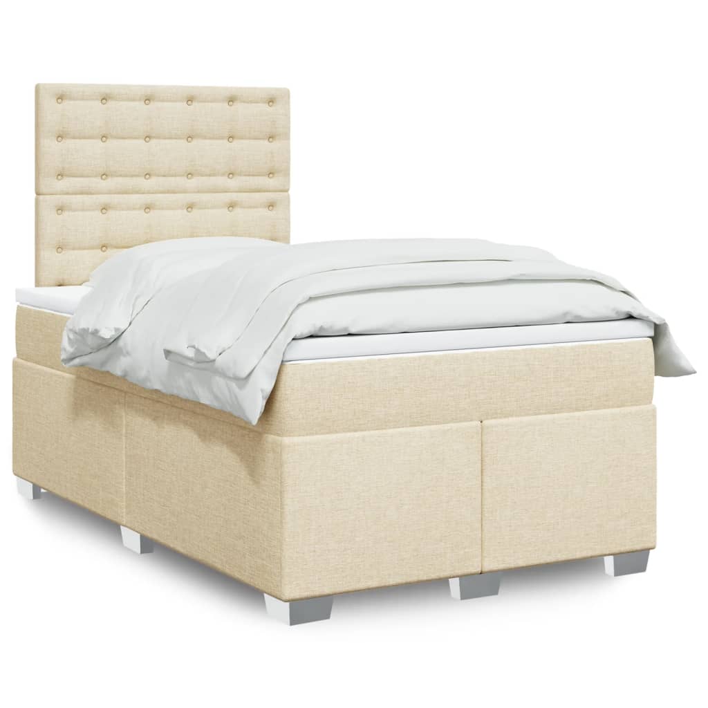 vidaXL Boxspring met matras stof lichtgrijs 90x200 cm