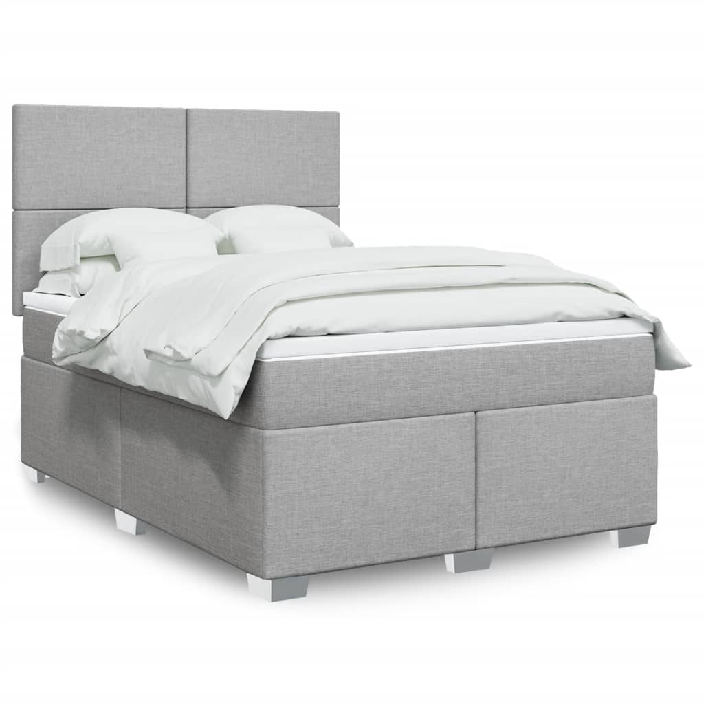 vidaXL Boxspring met matras stof lichtgrijs 90x200 cm
