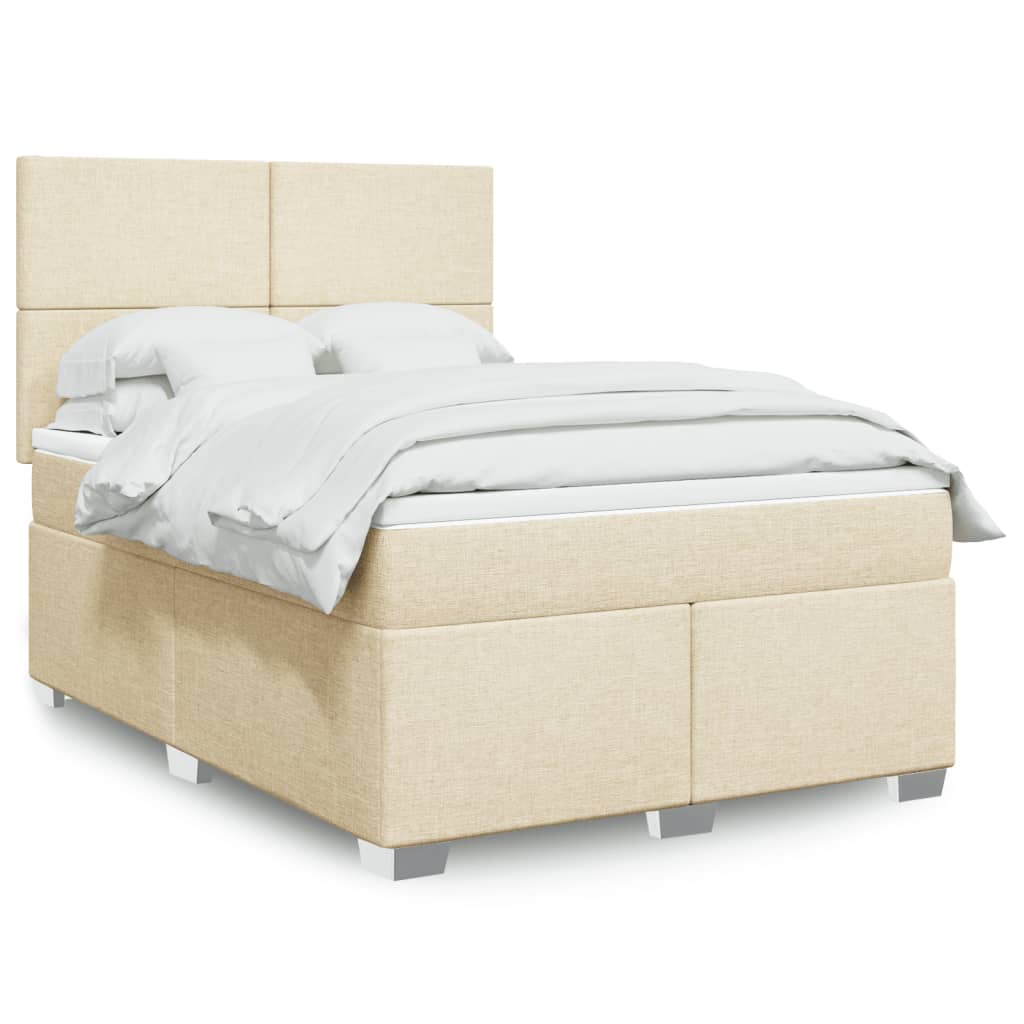 vidaXL Boxspring met matras stof lichtgrijs 90x200 cm