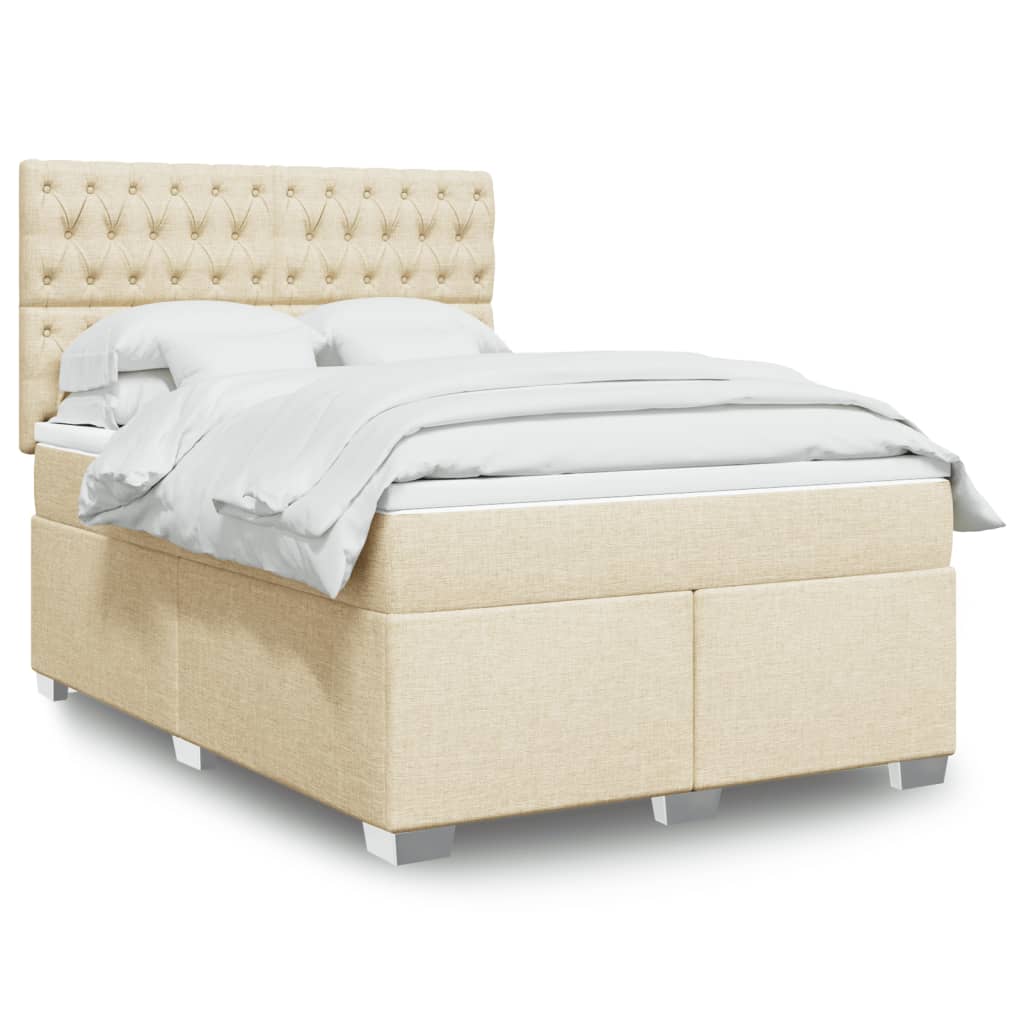 vidaXL Boxspring met matras stof lichtgrijs 90x200 cm