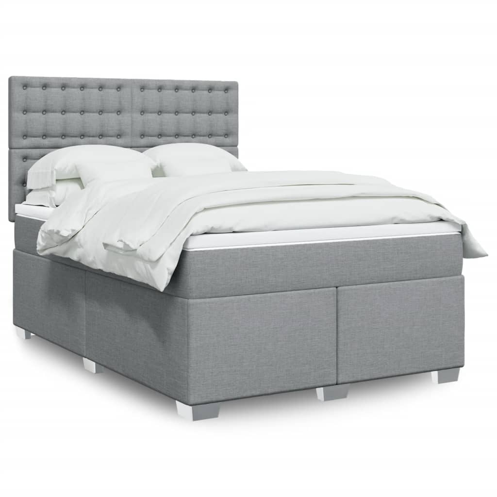 vidaXL Boxspring met matras stof lichtgrijs 90x200 cm