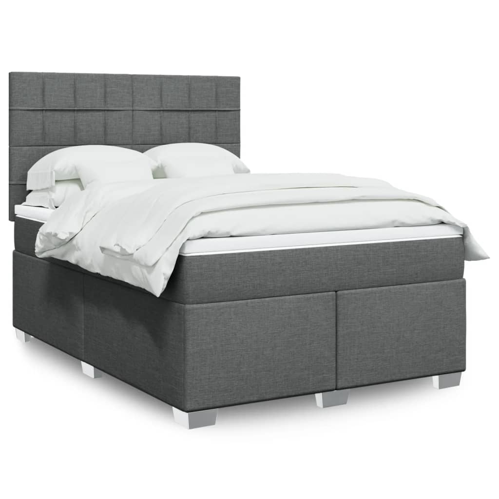 vidaXL Boxspring met matras stof lichtgrijs 90x200 cm