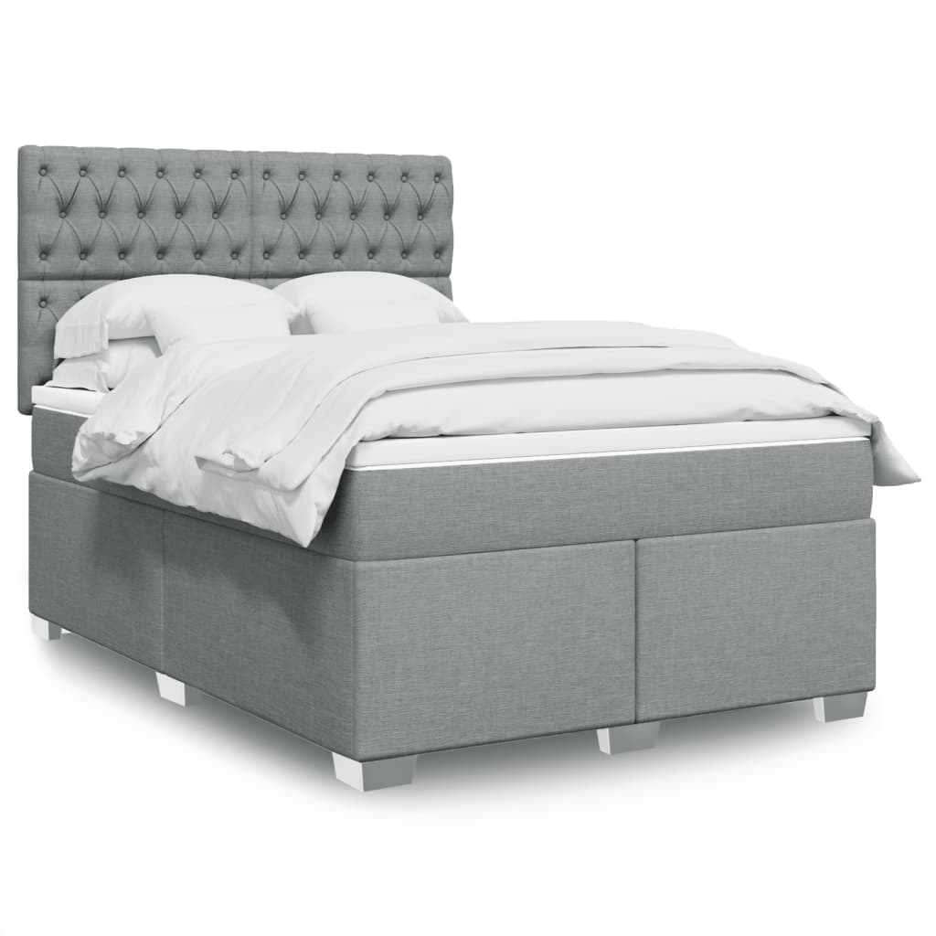 vidaXL Boxspring met matras stof lichtgrijs 90x200 cm