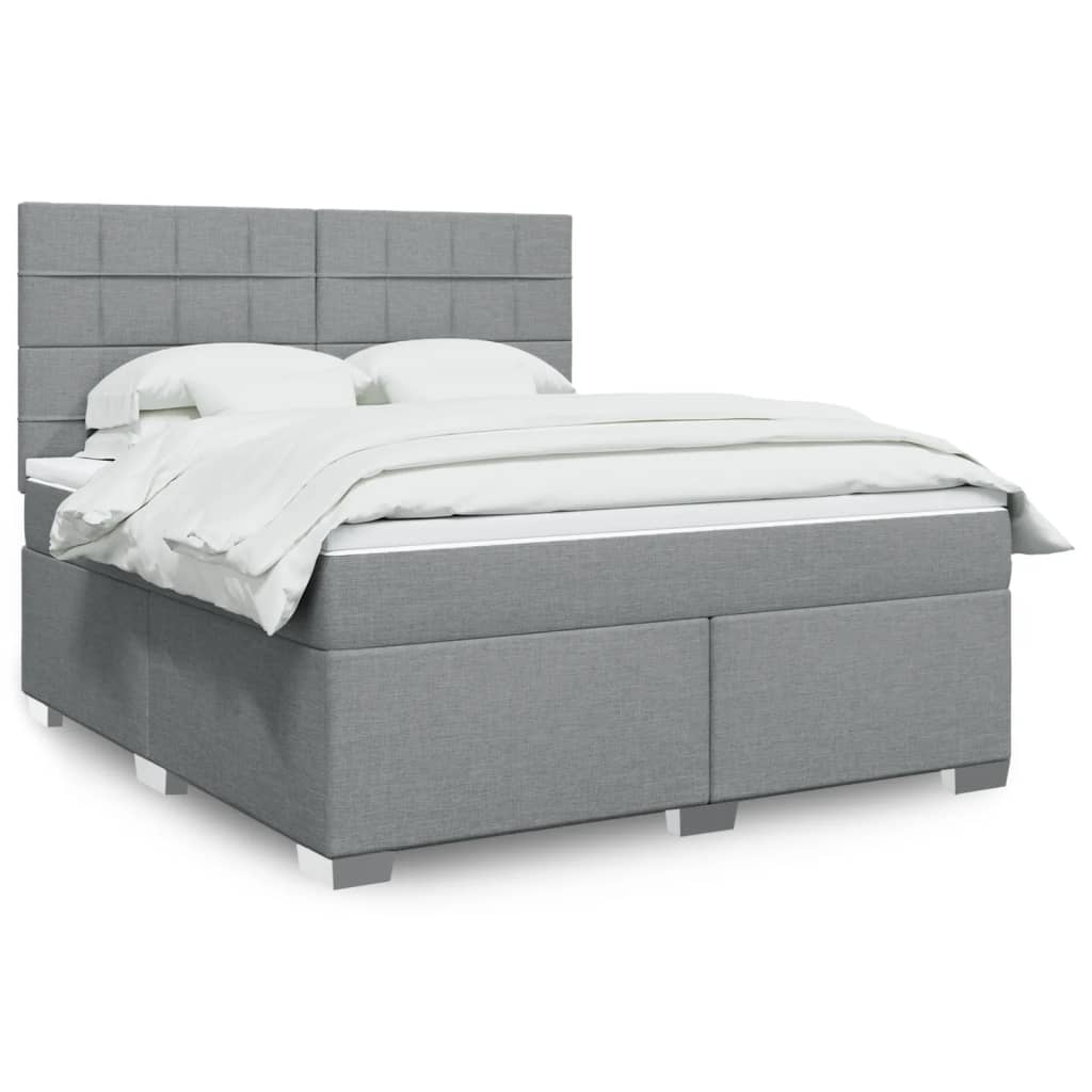 vidaXL Boxspring met matras stof lichtgrijs 90x200 cm