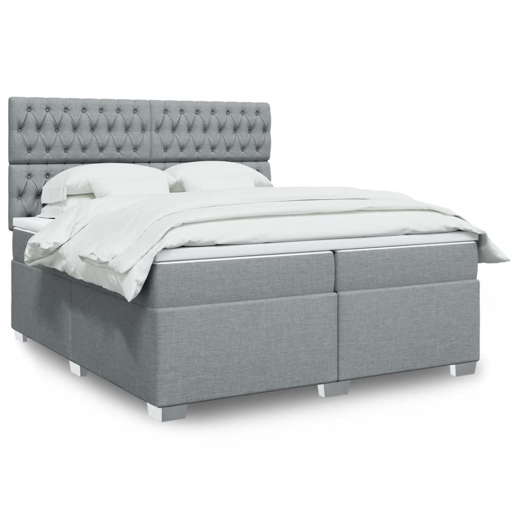 vidaXL Boxspring met matras stof lichtgrijs 90x200 cm