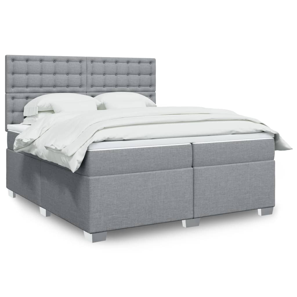 vidaXL Boxspring met matras stof lichtgrijs 90x200 cm