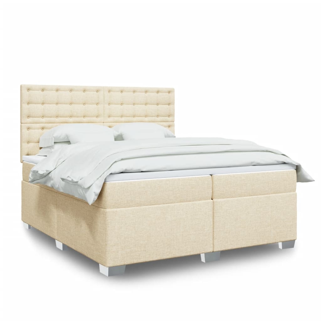 vidaXL Boxspring met matras stof lichtgrijs 90x200 cm