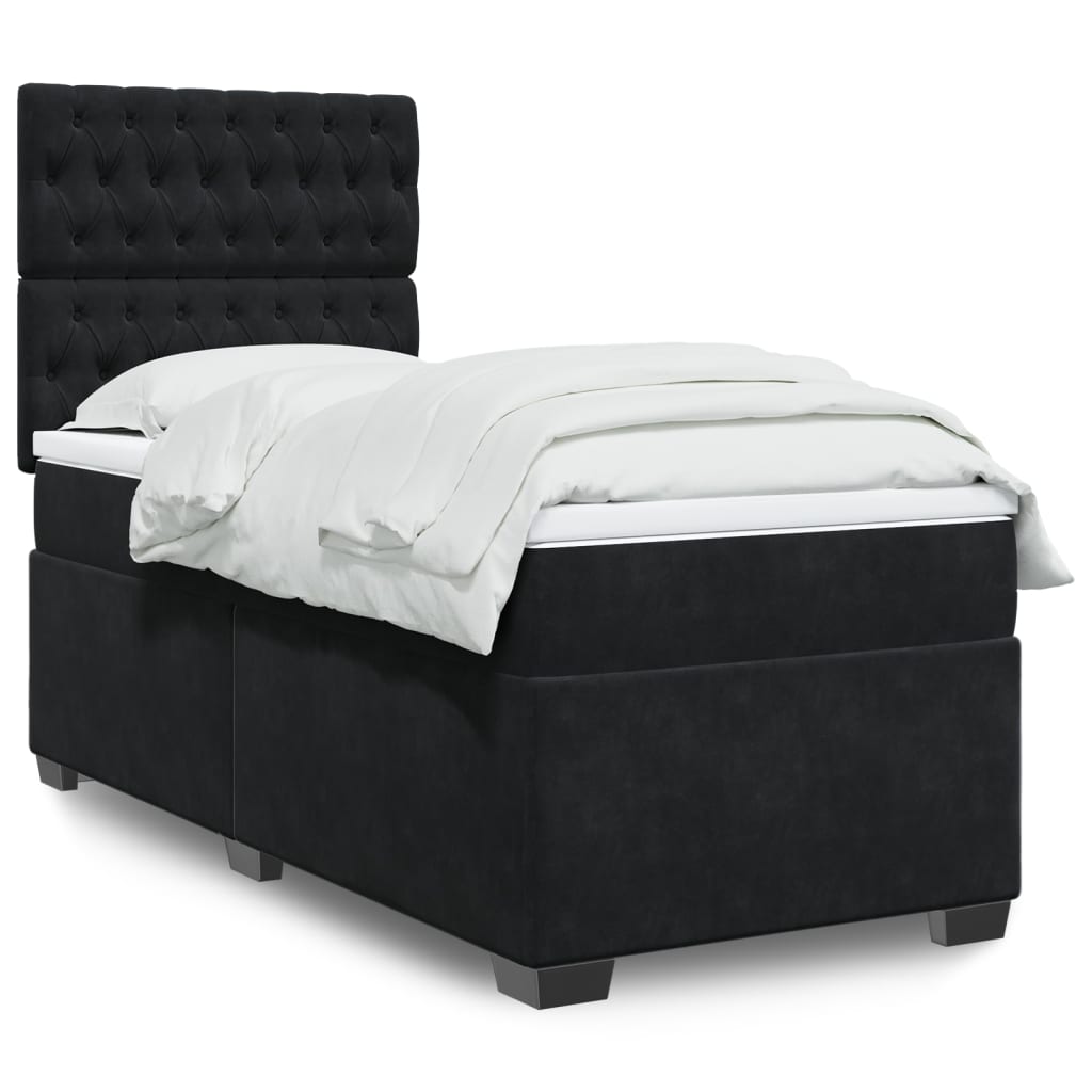 vidaXL Boxspring met matras fluweel blauw 140x190 cm