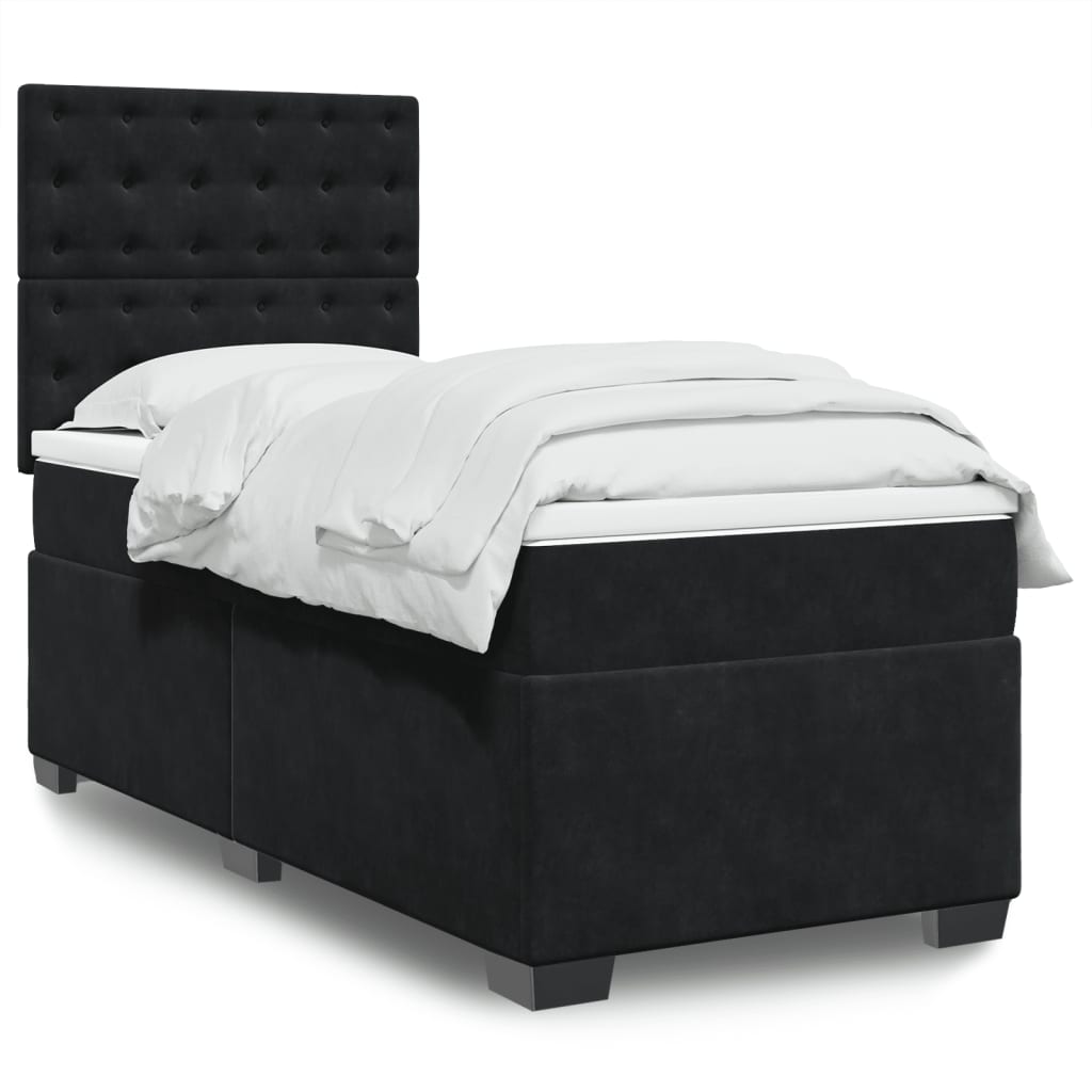 vidaXL Boxspring met matras fluweel blauw 140x190 cm