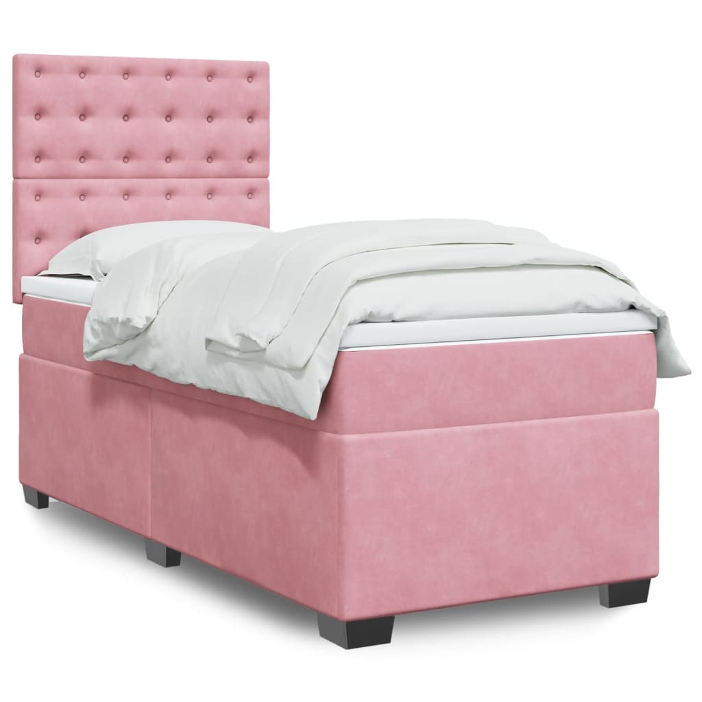 vidaXL Boxspring met matras fluweel blauw 140x190 cm