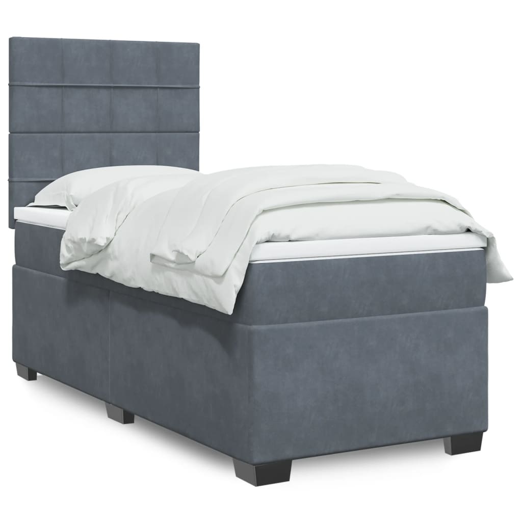 vidaXL Boxspring met matras fluweel blauw 140x190 cm
