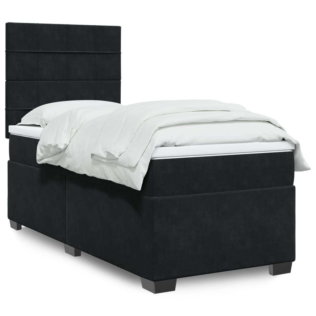 vidaXL Boxspring met matras fluweel blauw 140x190 cm