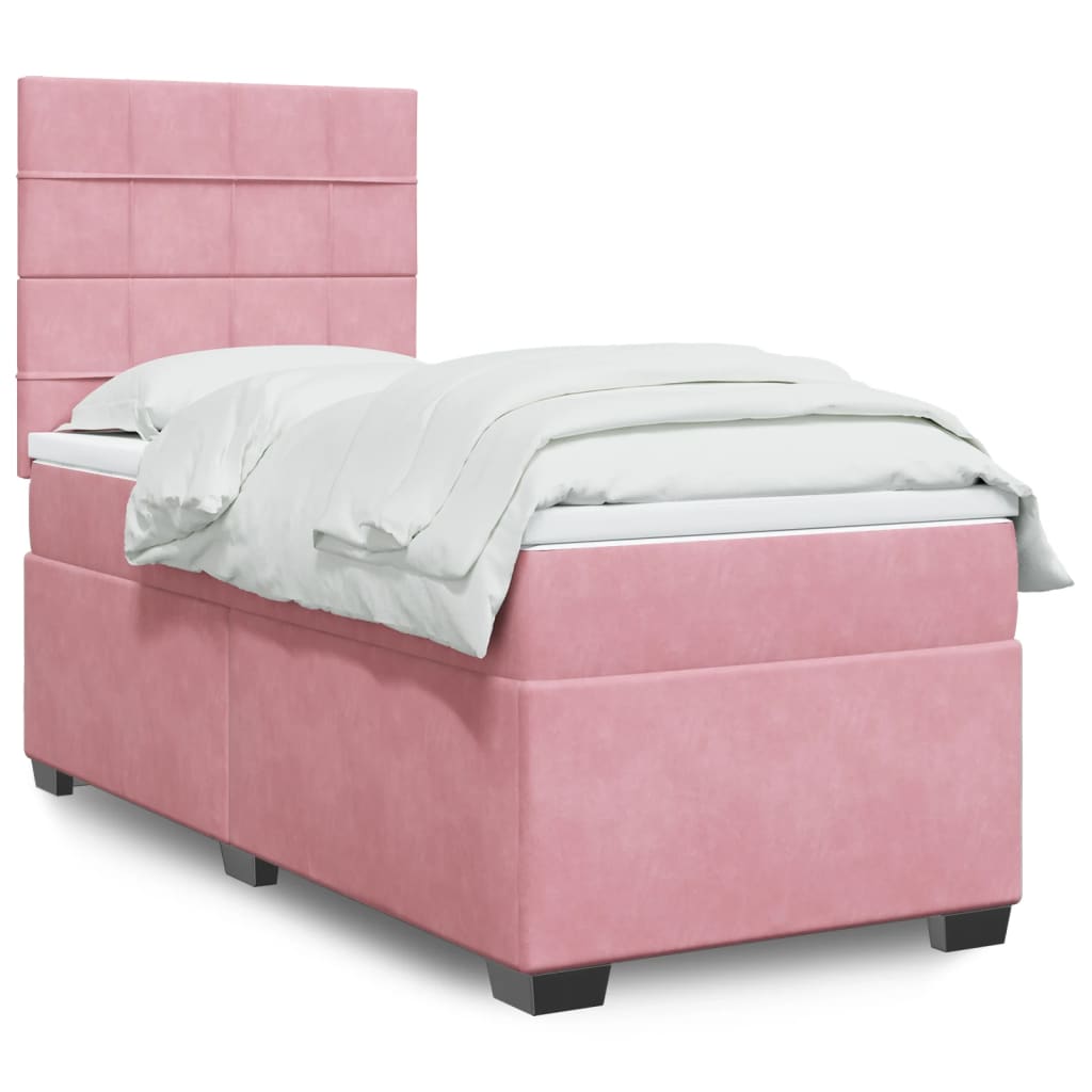 vidaXL Boxspring met matras fluweel blauw 140x190 cm