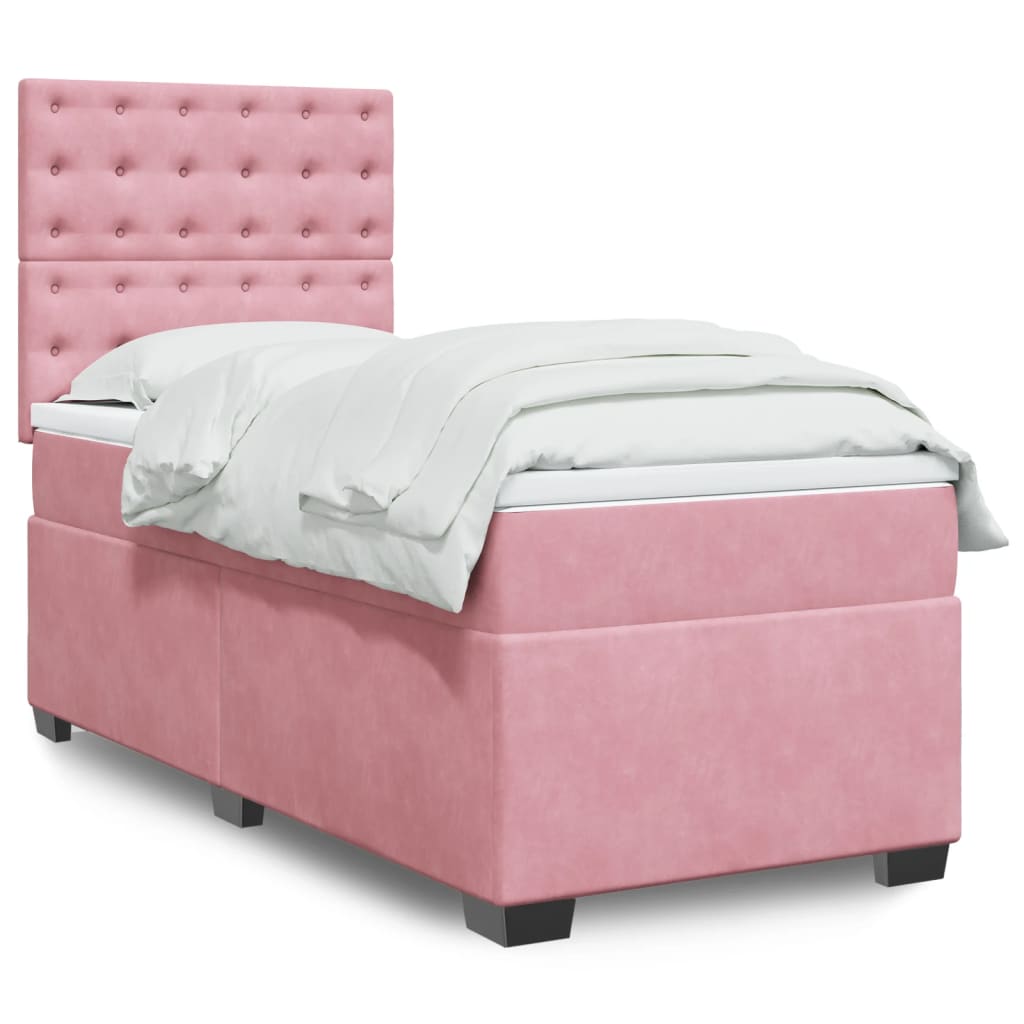 vidaXL Boxspring met matras fluweel blauw 140x190 cm