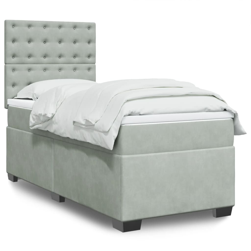 vidaXL Boxspring met matras fluweel blauw 140x190 cm