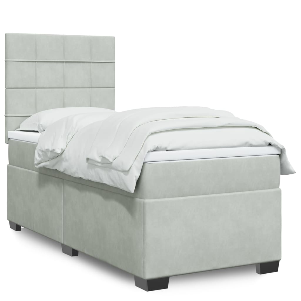 vidaXL Boxspring met matras fluweel blauw 140x190 cm