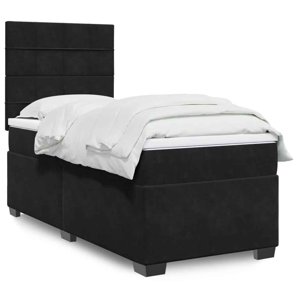 vidaXL Boxspring met matras fluweel blauw 140x190 cm