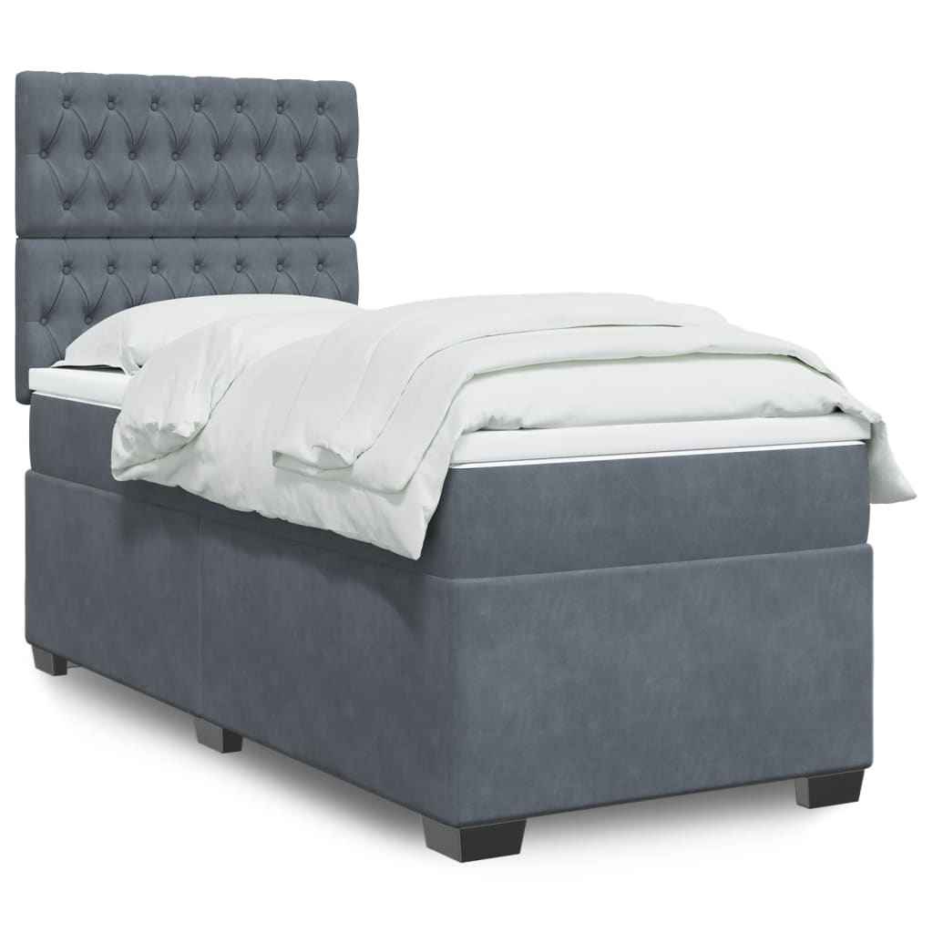 vidaXL Boxspring met matras fluweel blauw 140x190 cm