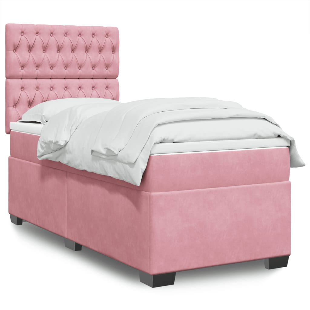 vidaXL Boxspring met matras fluweel blauw 140x190 cm
