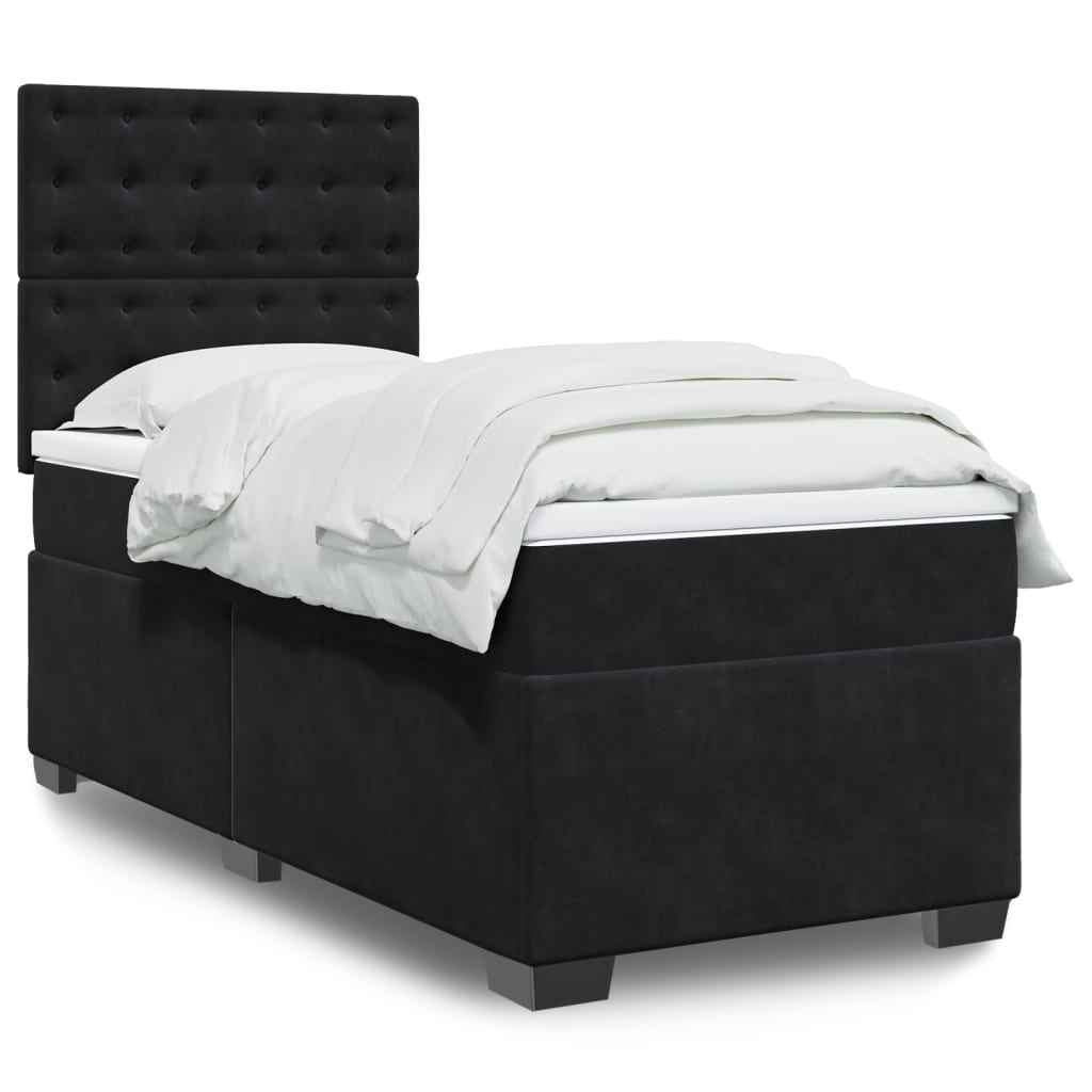 vidaXL Boxspring met matras fluweel blauw 140x190 cm