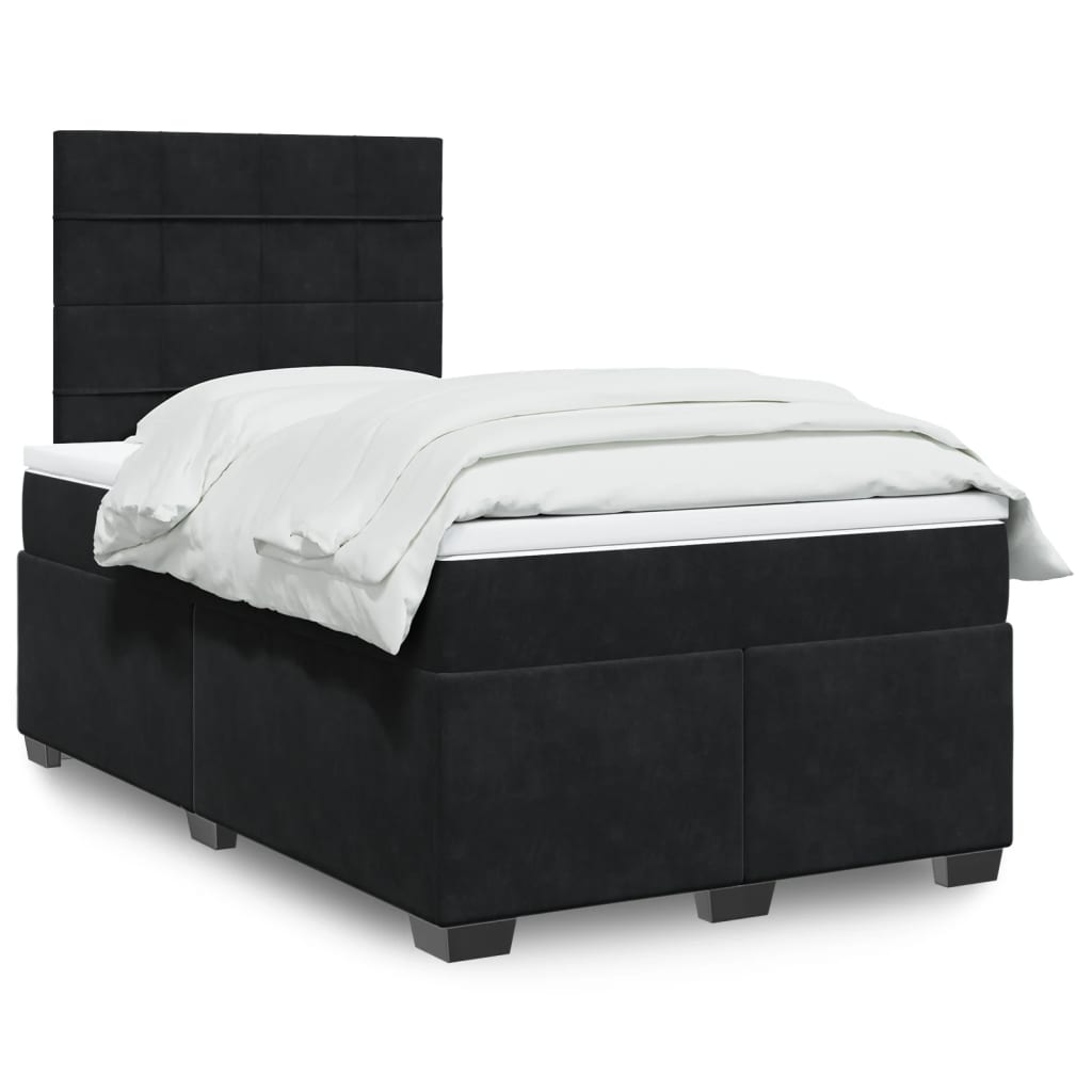 vidaXL Boxspring met matras fluweel blauw 140x190 cm